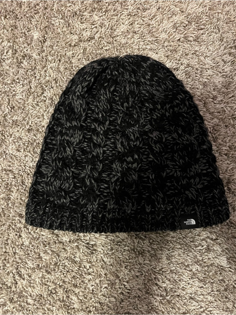 The North Face Black & Charcoal Knit Beanie with Fleece Lining